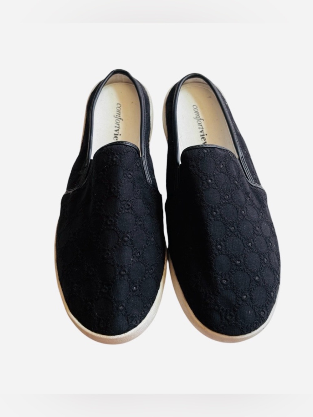 New Comfortview Women's Camilla Black Eyelets Slip-On. Size 8WW